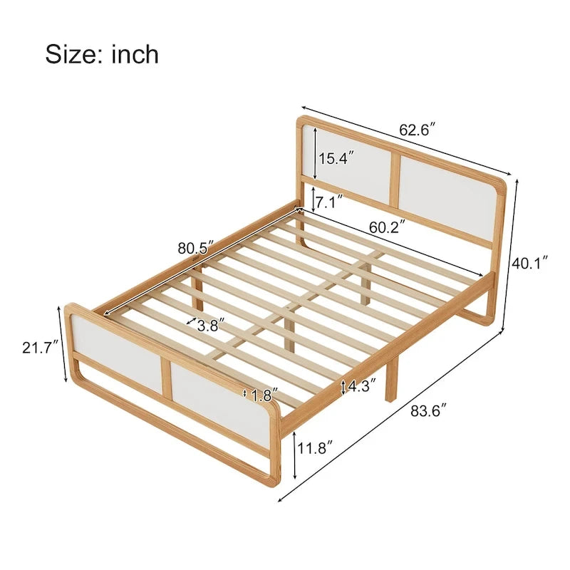 Modern Style Solid Wood Platform Bed for Kids, Teens, Adults