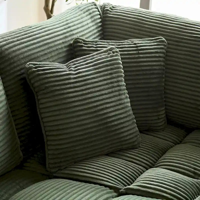 Modular L-Shaped Sectional Sofa, Detachable Cushions, Soft Corduroy Upholstery