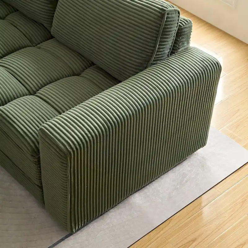 Modular L-Shaped Sectional Sofa, Detachable Cushions, Soft Corduroy Upholstery