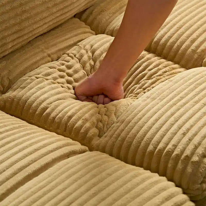 Modular L-Shaped Sectional Sofa, Detachable Cushions, Soft Corduroy Upholstery