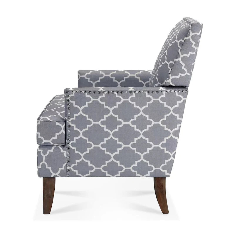Fabric Upholstered Accent Chairs with Wood Legs