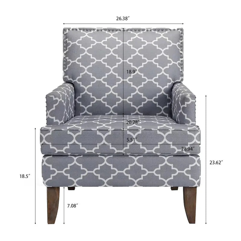 Fabric Upholstered Accent Chairs with Wood Legs
