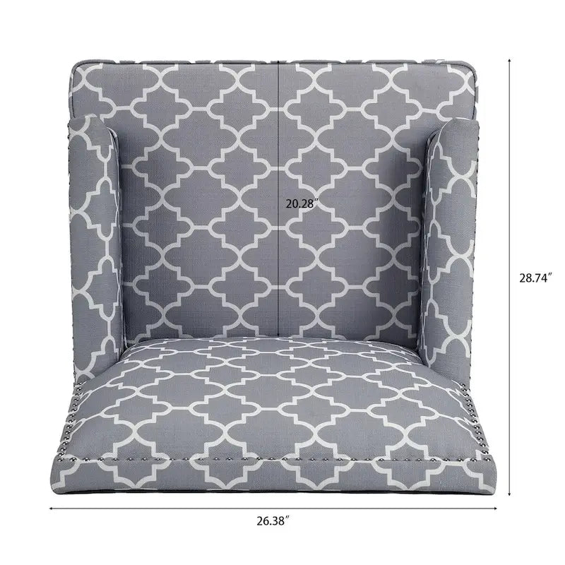 Fabric Upholstered Accent Chairs with Wood Legs