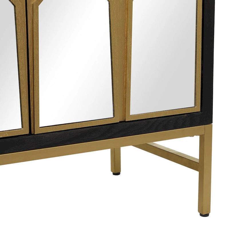 Wooden Room Cabinet with Mirrored Front - Gold or Black - Roche River Decor