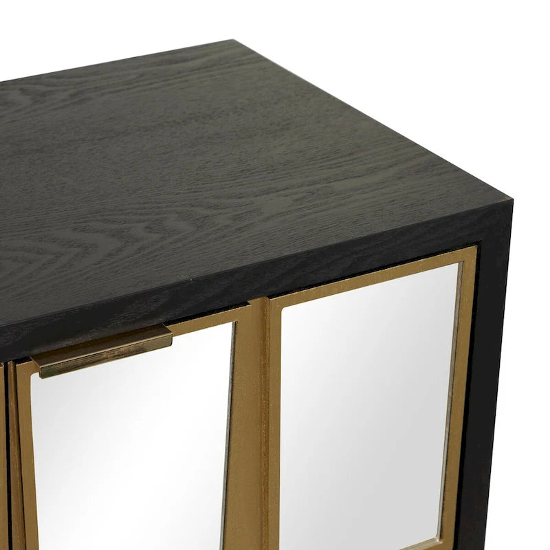 Wooden Room Cabinet with Mirrored Front - Gold or Black - Roche River Decor