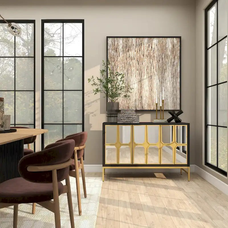 Wooden Room Cabinet with Mirrored Front - Gold or Black - Roche River Decor