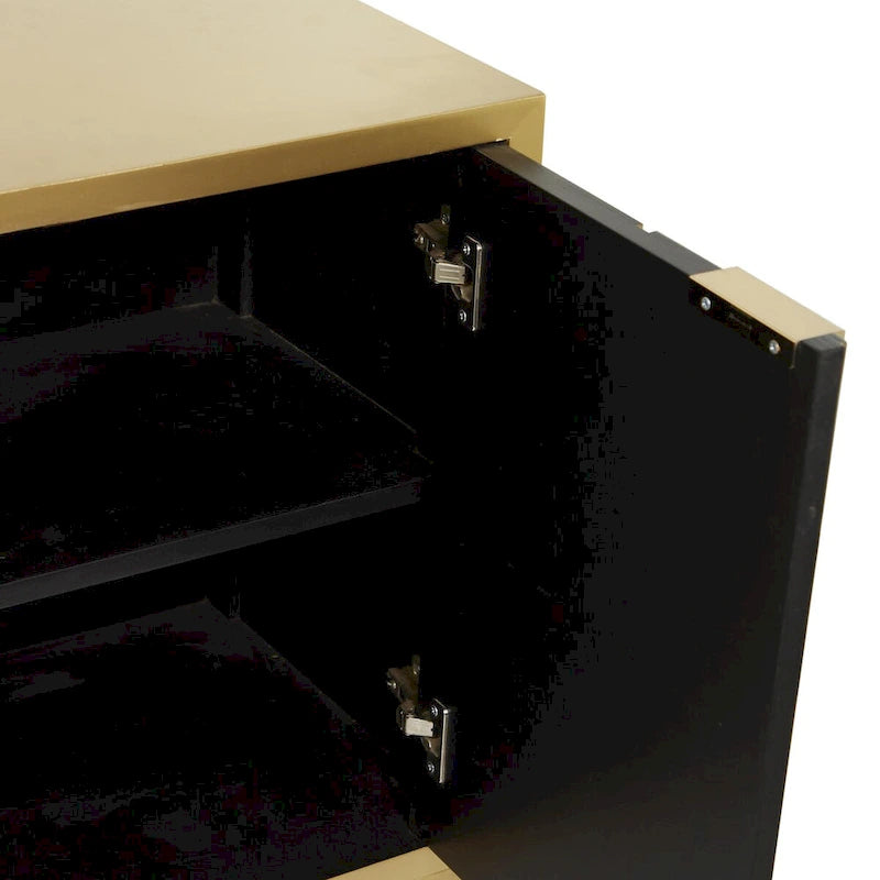 Wooden Room Cabinet with Mirrored Front - Gold or Black - Roche River Decor